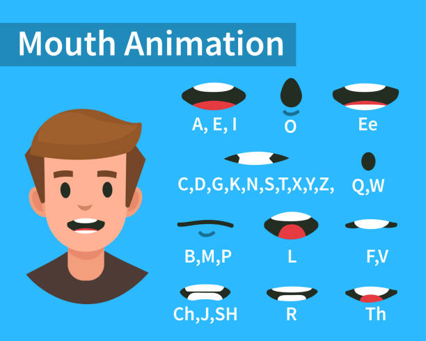 mouth animation Lip sync collection for animation. Flat style vector illustration isolated on white background. cartoon mouth stock illustrations