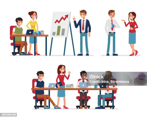 Teamwork Stock Illustration - Download Image Now - Office, Meeting, Businessman