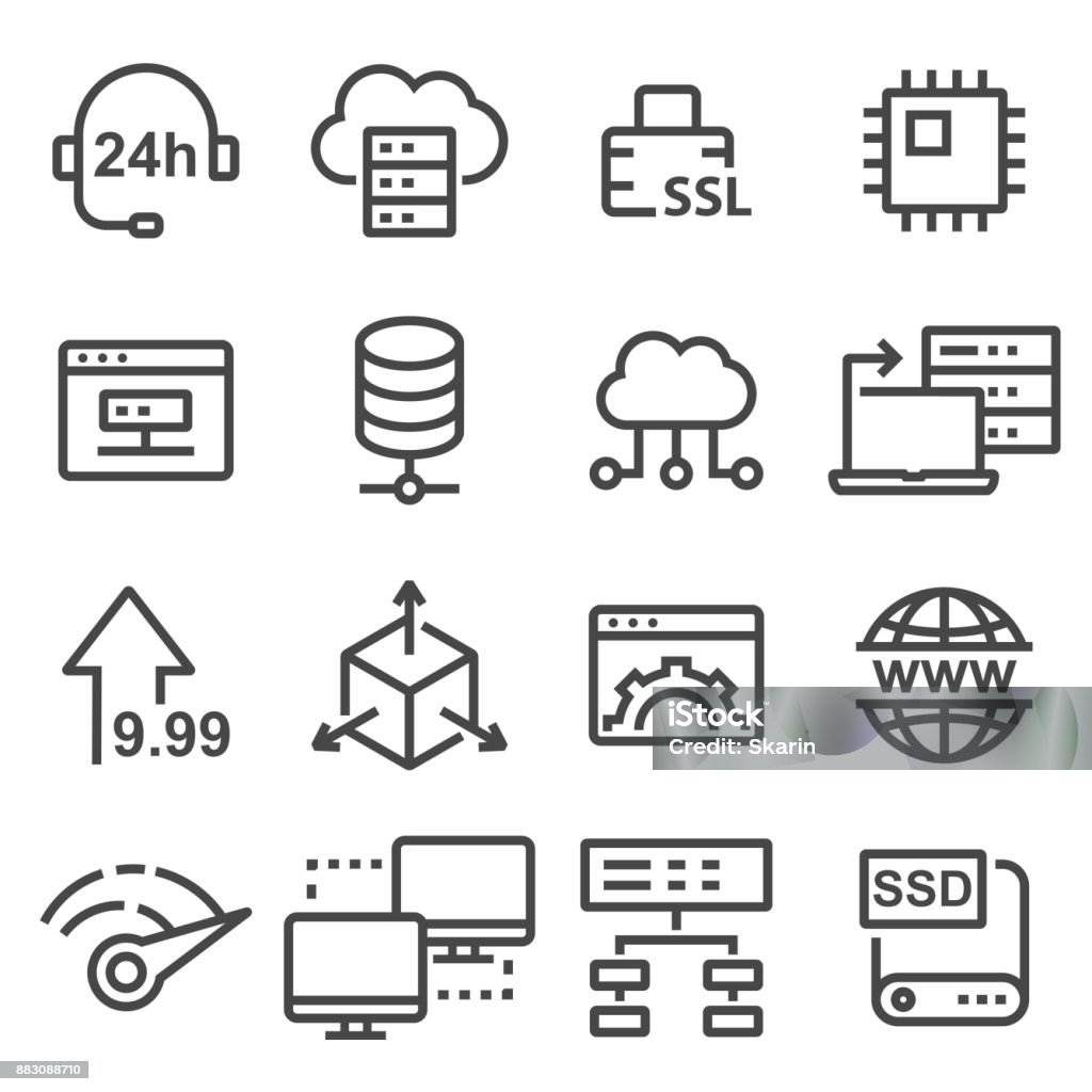 Hosting vector icon, database symbol. Hosting vector icon, database symbol. Illustration for web site or mobile app Icon Symbol stock vector