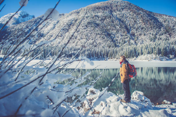 istock Senior Mountaineer in Alps, Winter 883091268