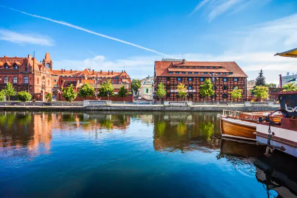Old Town and granaries by the Brda River. Bydgoszcz City, Poland.