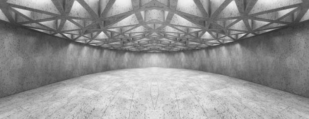 istock Architectural concept, abstract concrete interior in modern building. 3d illustration. 883099976