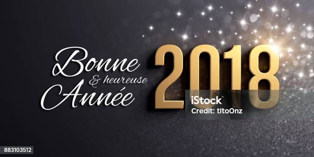 Neue Jahr 2018 Grußkarte Auf Französisch Stockfoto und mehr Bilder von 2018 - 2018, Begriffssymbol, Datum
