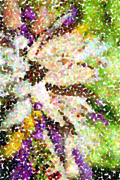istock Abstract multicolored pointillist painting - big flower 883111258
