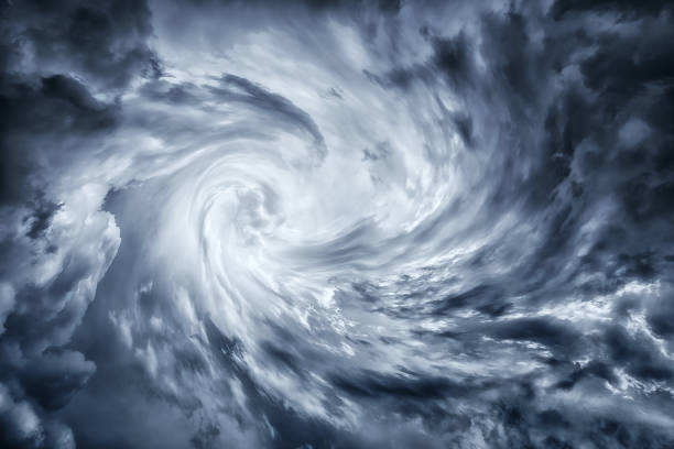 dark stormy cloudscape of hurricane vortex stock photo