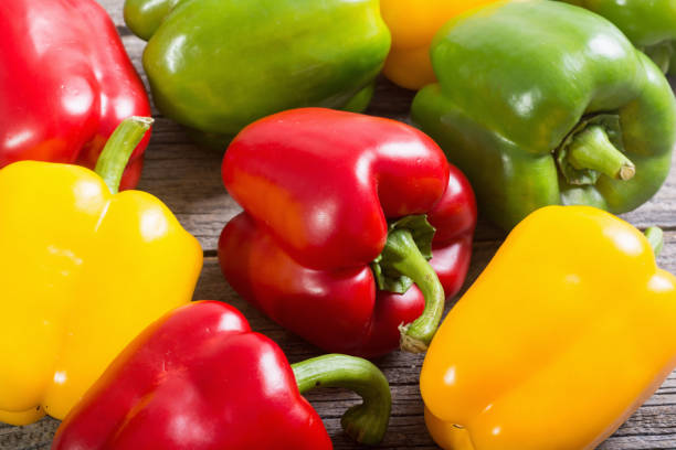 istock Colorful green , red and yellow peppers 883114804