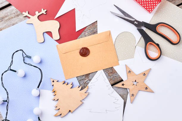 istock New Year handicraft background, top view. 883115182