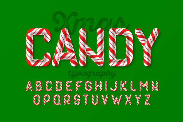 ilustrações de stock, clip art, desenhos animados e ícones de christmas candy cane font - candy cane