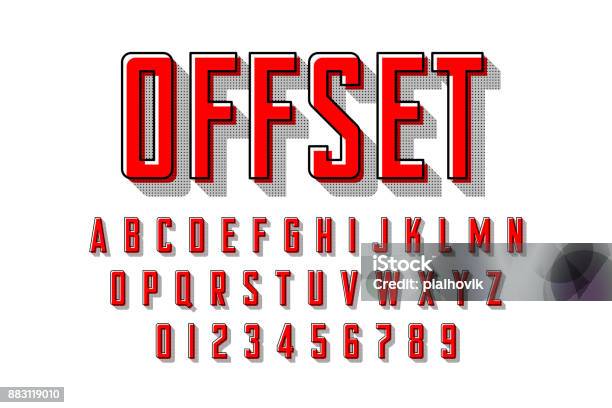 Offset Print Style Modern Font Stock Illustration - Download Image Now - Letterpress, Printing Press, Typescript