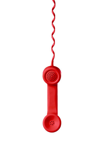 istock Red Telephone Receiver isolated on a white background 883122208