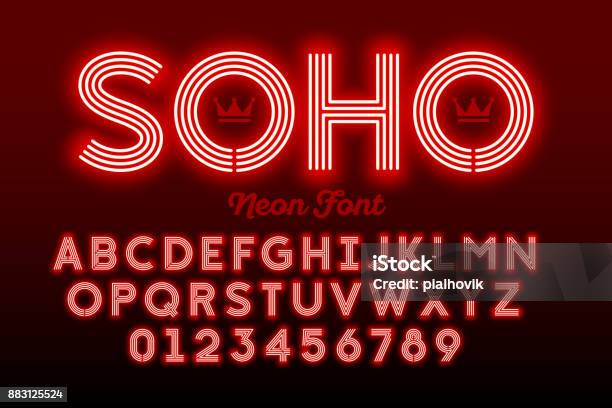Neon Style Modern Font Stock Illustration - Download Image Now - Neon Lighting, Text, Broadway - Manhattan