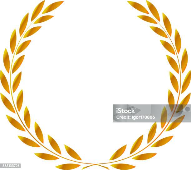 Gold Laurel Wreath Icon Stock Illustration - Download Image Now - Achievement, Art, Award