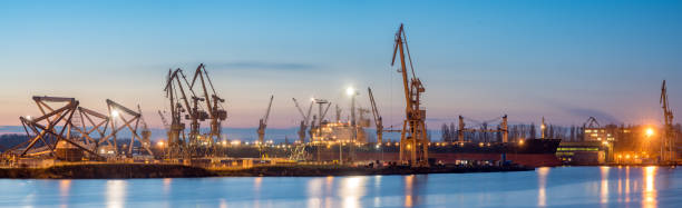 istock Szczecin, Poland-November 2017: Shipyard in Szczecin, panorama 883136322