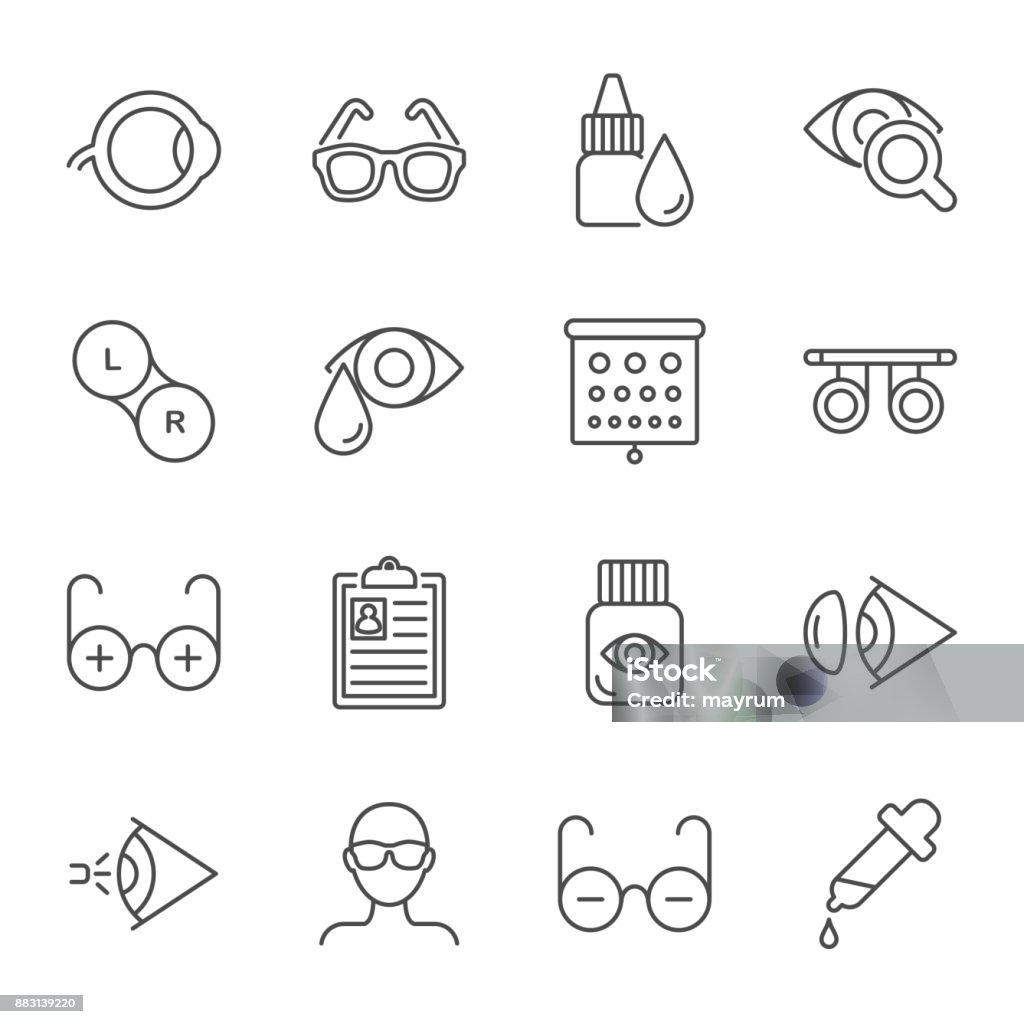 Augenheilkunde-Vektor-Icons set - Lizenzfrei Brille Vektorgrafik