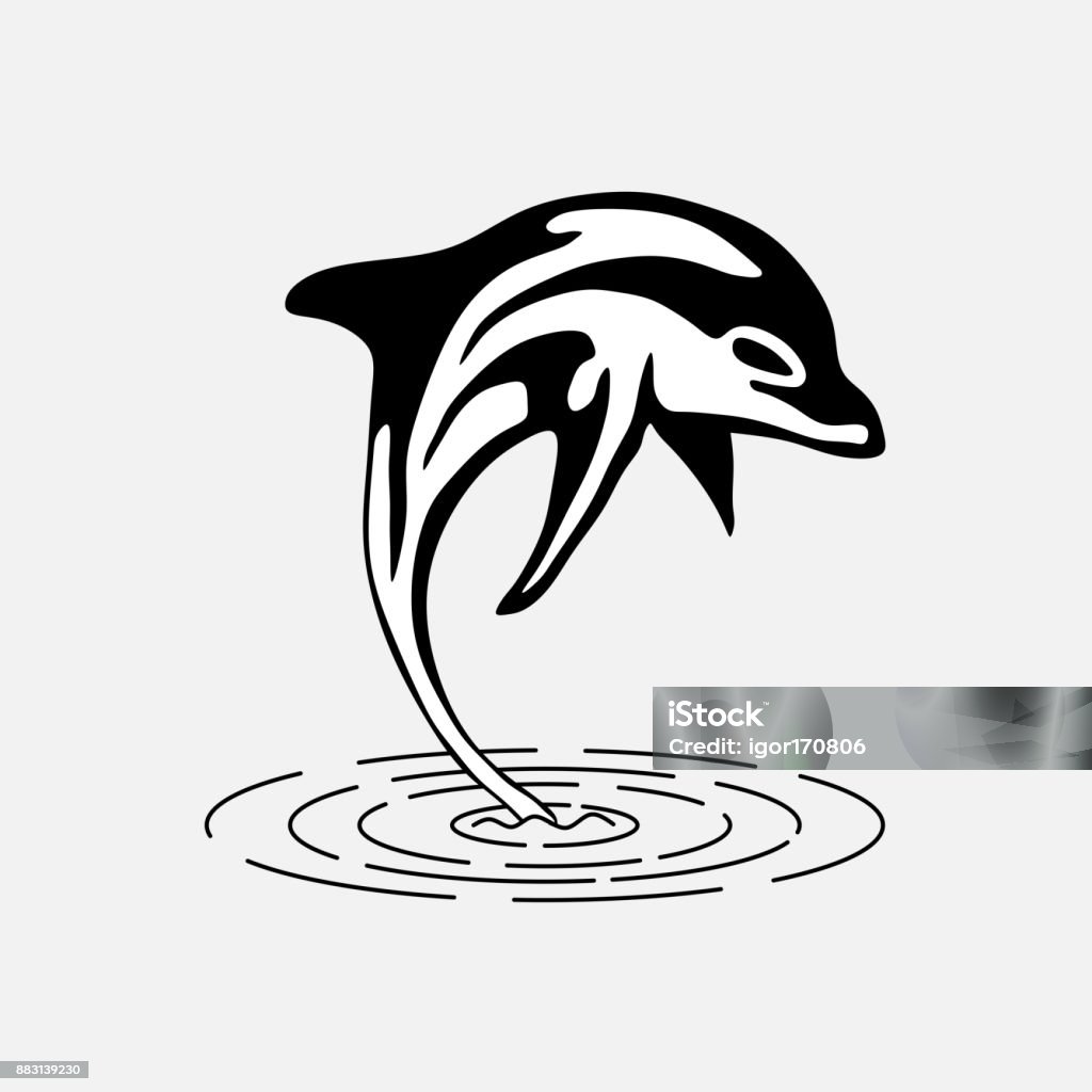 icon jumping dolphin, water park, entertainment icon jumping dolphin, water park, entertainment, fully editable image Abstract stock illustration