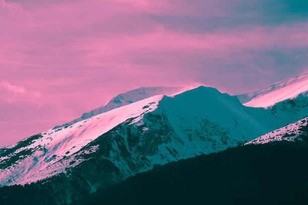 istock Mountain snow peak, beautiful natural winter backdrop. 883140526