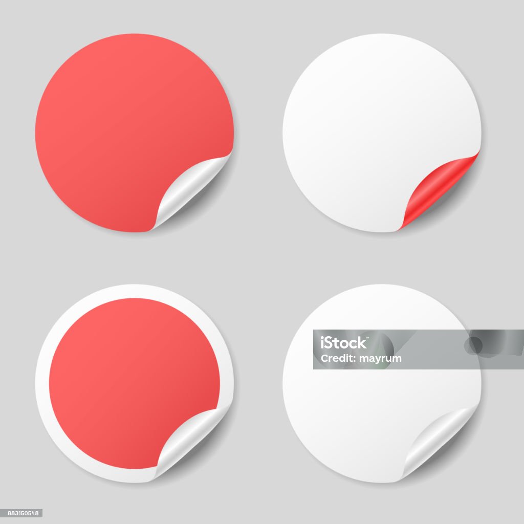 Leere runde Sticker mit gewellten Ecken, realistische Nachbildung - Lizenzfrei Etikett Vektorgrafik