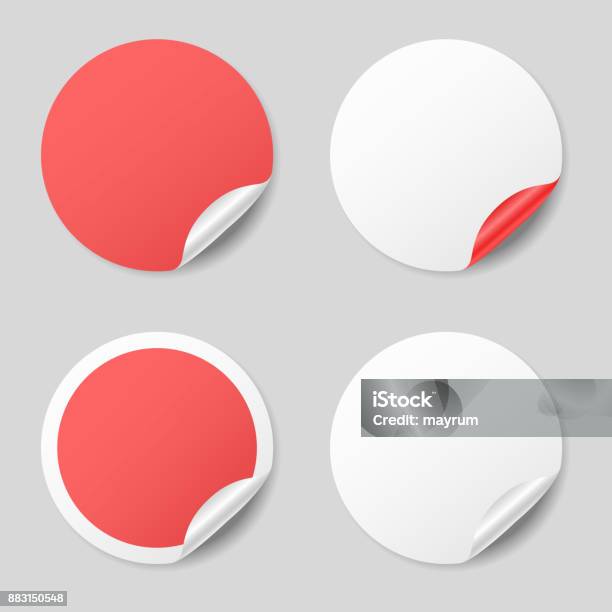 Leere Runde Sticker Mit Gewellten Ecken Realistische Nachbildung Stock Vektor Art und mehr Bilder von Etikett