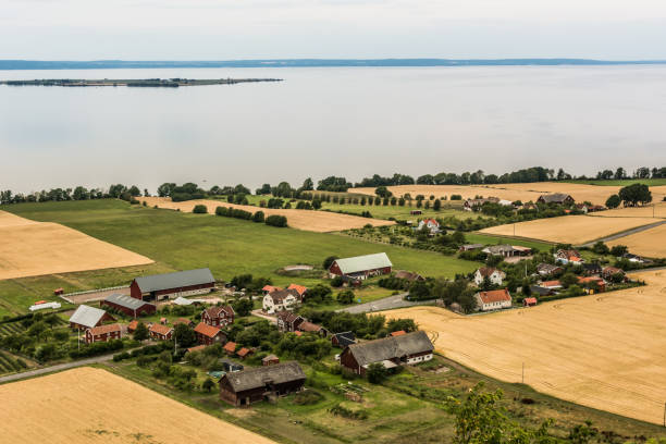 istock Swedish village on the lakeside. 883154108