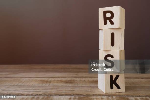 Risk Word On Wooden Block Stock Photo - Download Image Now - Risk, Toy Block, Strategy