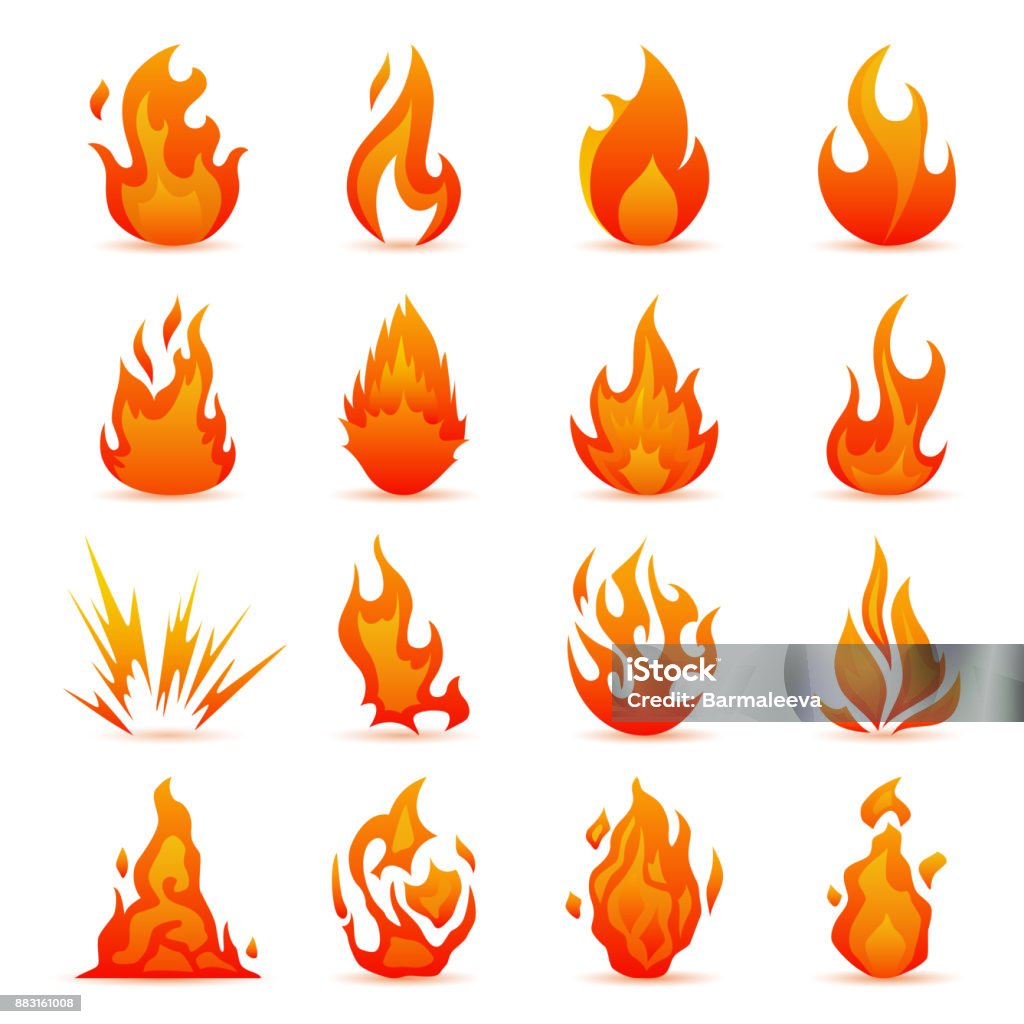 Vector set of fire and flame icons. Colorful Flames in the Flat Style. Simple, Icons Bonfire Colorful Flames in the Flat Style. Simple, Icons Bonfire. Vector set of fire and flame icons Flame stock vector