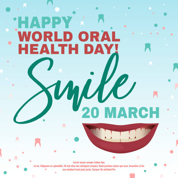 Oral Health Day World oral health day design idea with healthy smile image. Medical, dental and healthcare creative concept. Vector illustration in modern style with beautiful lettering. hospital humor cartoon stock illustrations