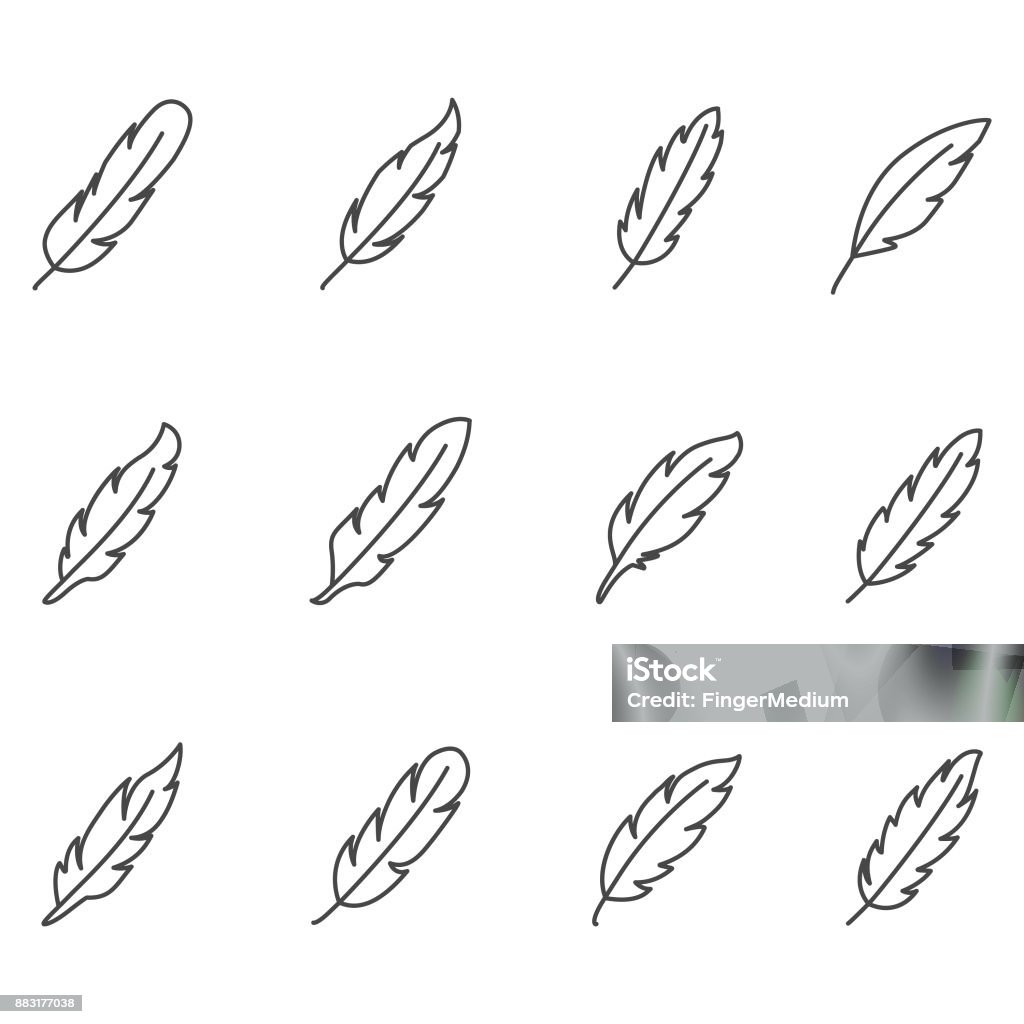 Feather icon set Feather stock vector