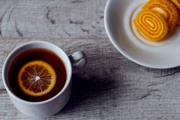 istock Tea with lemon for Breakfast in the morning. A hot drink on the 883177084