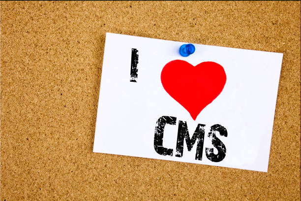 istock Hand writing text caption inspiration showing I Love CMS concept meaning CMS WWW Loving written on sticky note, reminder isolated background with copy space 883181562