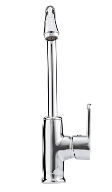 istock Mixer cold hot water. Modern faucet  bathroom.  Kitchen tap  . Isolated  white background. Front view. 883190314