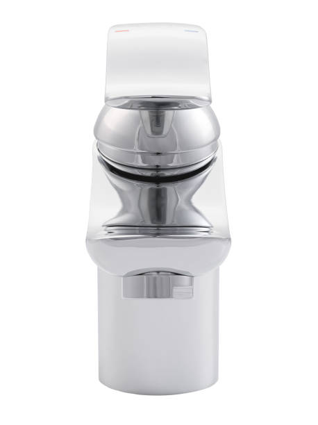 istock Mixer cold hot water. Modern faucet  bathroom.  Kitchen tap  . Isolated  white background. Front view. 883190650