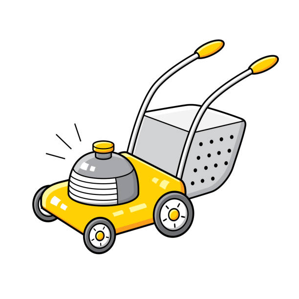 잔디 깍는 기계 절연. - rotary mower illustrations stock illustrations