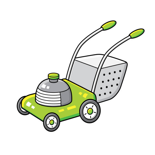 녹색 잔디 깎는 기계 벡터 격리입니다. - rotary mower illustrations stock illustrations