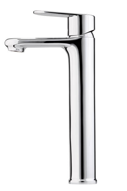 istock Mixer cold hot water. Modern faucet  bathroom.  Kitchen tap  . Isolated  white background. Side view. 883196010