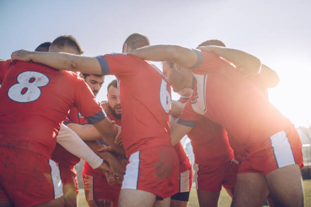 istock Rugby players huddling during time out 883210174
