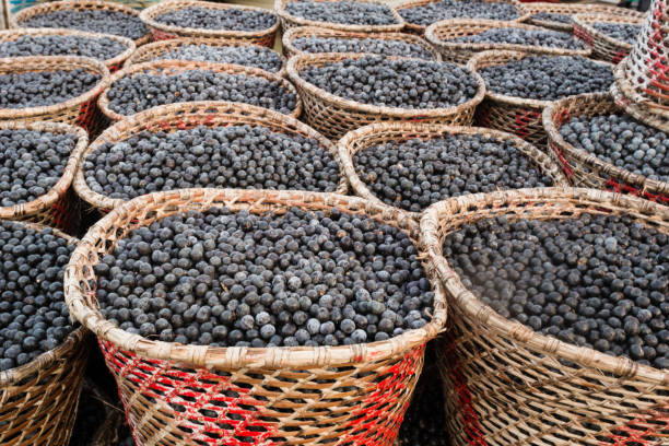 istock Acai berry,  the small superfruit from the brazilian amazon, displayed in baskets 883212416