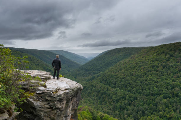 A hiker reaches the end of the trail at Lindy Point in West Virginia