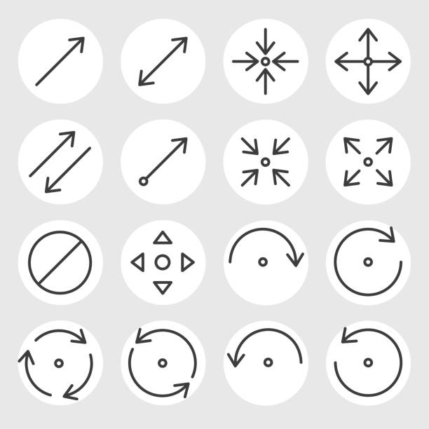 ilustraciones, imágenes clip art, dibujos animados e iconos de stock de conjunto de vector de iconos de línea - delante de