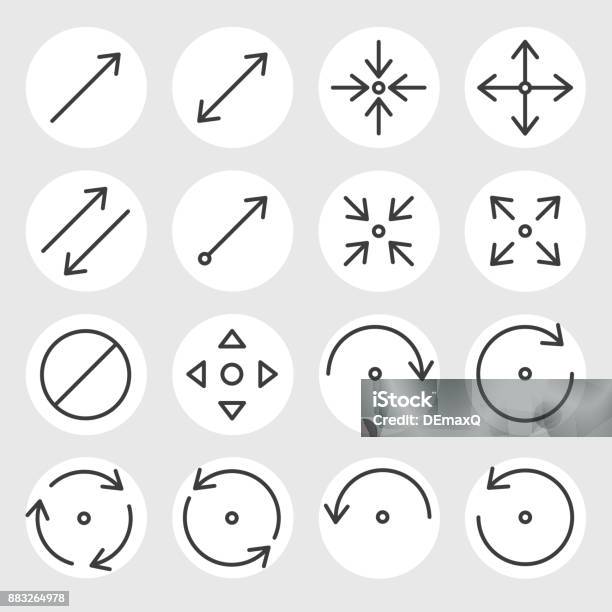 Line Icons Vector Set Stock Illustration - Download Image Now - Arrow Symbol, Traffic Arrow Sign, Icon Symbol