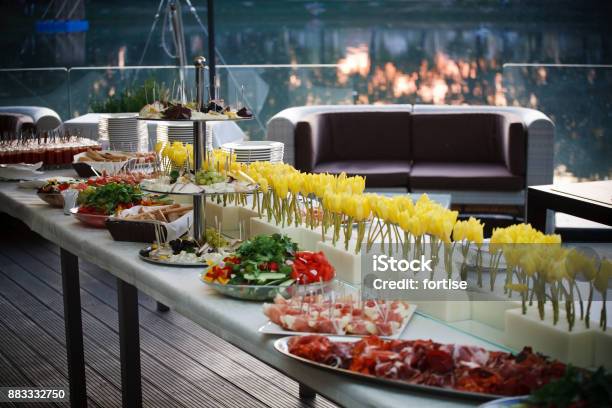 Buffet Line Of Lunch And Dinnerbuffet Selfservice Food Stock Photo - Download Image Now