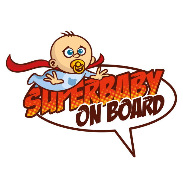 ilustrações de stock, clip art, desenhos animados e ícones de super baby on board superhero symbol - super baby