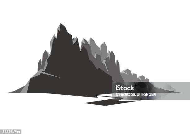 Mountain Rocks Layered Silhouette Stock Illustration - Download Image Now - Rock - Object, Sharp, Adventure