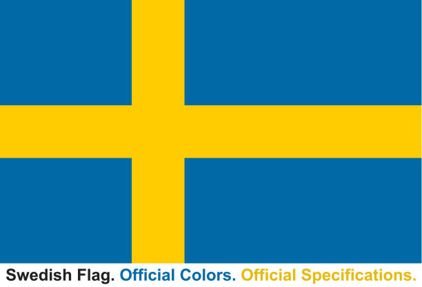 illustrations, cliparts, dessins animés et icônes de drapeau suédois (couleurs officielles, spécifications officielles) - drapeau suédois