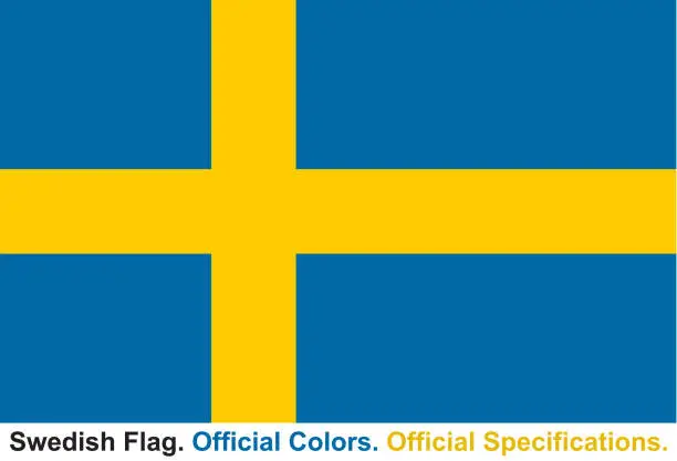 Vector illustration of Swedish Flag (Official Colors, Official Specifications)