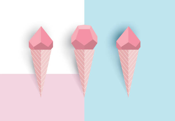istock Ice cream corn idea, geometric, paper art style, with pastel colors background.vector illustration 883495974
