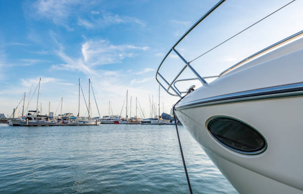 istock Close up in front of Yatch and perspective 883501830