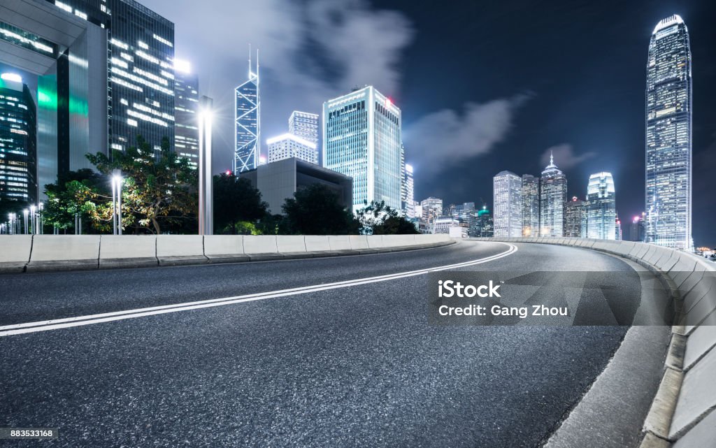 inner city road Hong Kong,China,Asia. Night Stock Photo