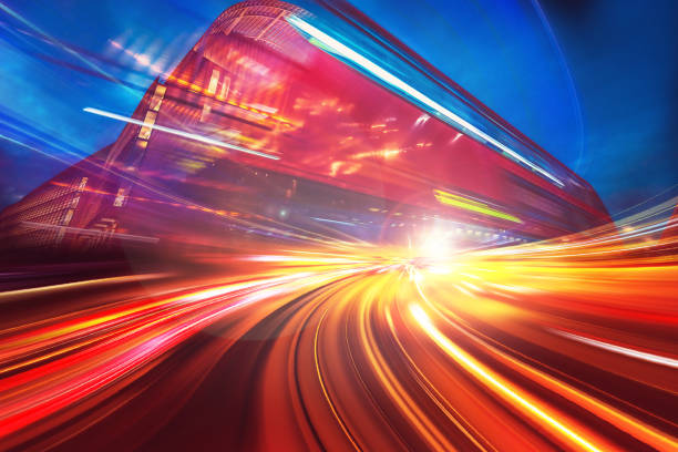 Motion speed light with London city on background