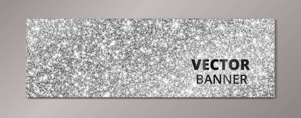 Banner with silver glitter background. Sparkling diamonds, vector dust. Banner with silver glitter background. Sparkling diamonds, vector dust. Great for Christmas and New Year, birthday and wedding party invitations, club flyers, website headers. glitter textures stock illustrations