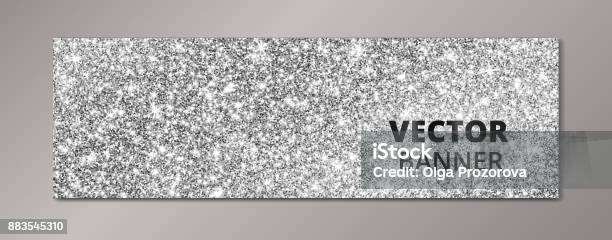Banner With Silver Glitter Background Sparkling Diamonds Vector Dust Stock Illustration - Download Image Now